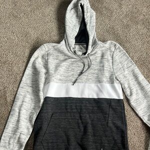 Gray and Black Color-Block Sweatshirt Hoodie